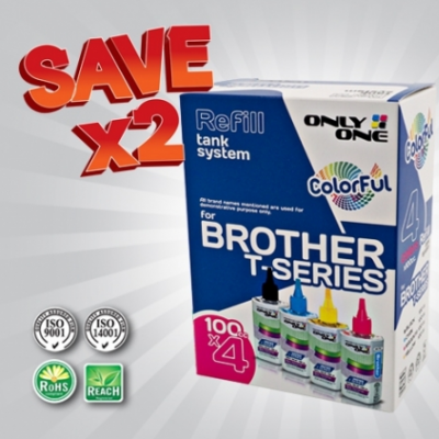 น้ำหมึก ONLY ONE ชุด 4 สี สำหรับ Brother T Series (Dye ink)