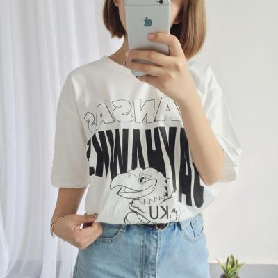KANASAS JAYHAWKS เสื้อยืด Oversize น่ารักผ้านิ่ม