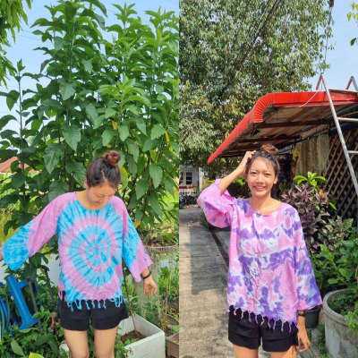 เสื้อแชนยาวมัดย้อมผ้าแมมเบิร์ด